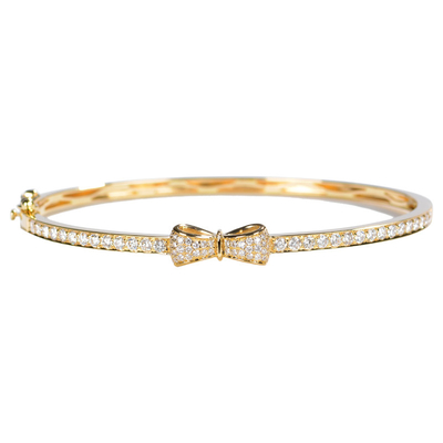 Oro su misura Diamond Bangle Bracelets 18K 0.96ct 16.5cm di Bowknot lussuoso
