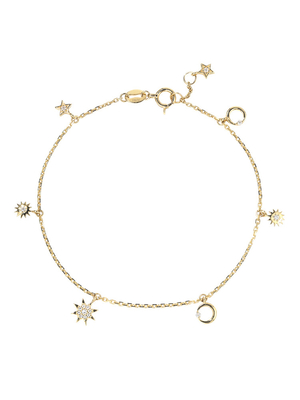 braccialetto stellato dell'oro dello storditore di Diamond Bracelets 0.08ct dell'oro di 1.7gram 18K